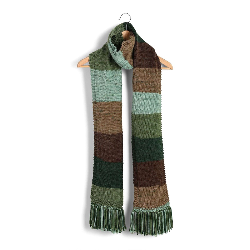 Red Heart Striping Knit Scarf|Single Size