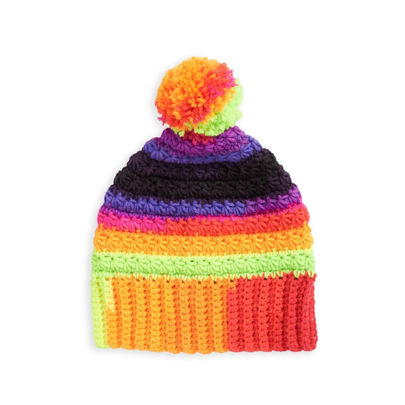 Red Heart Color-burst Cluster Crochet Stripe