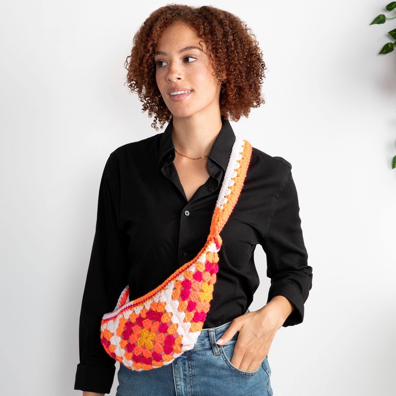 Red Heart Crochet Granny Cross-Body Bag