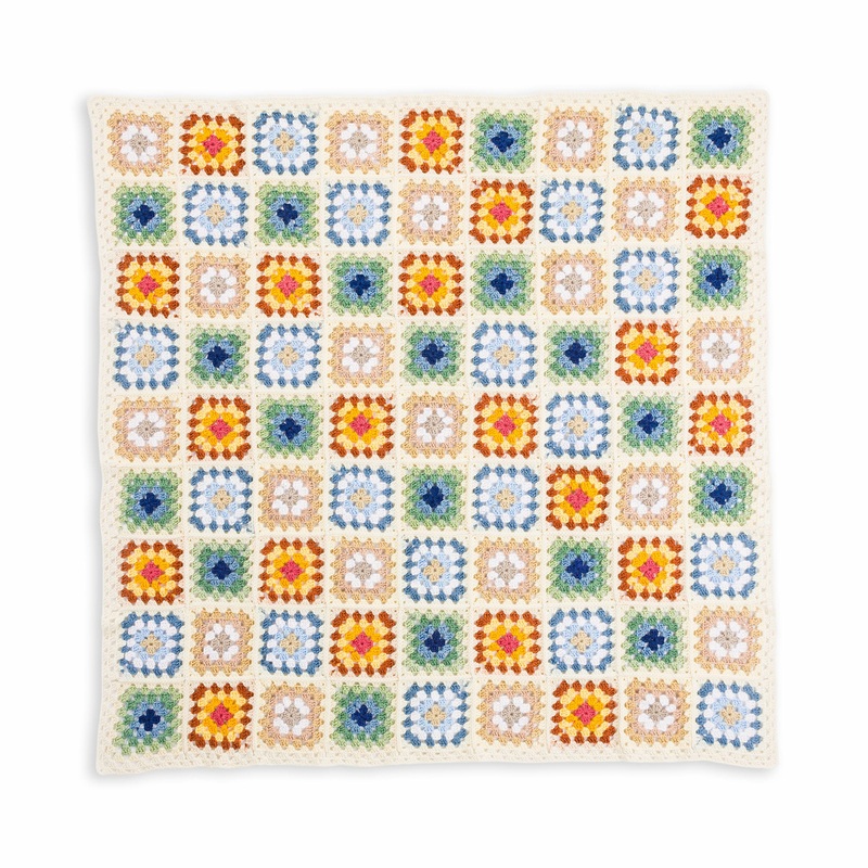 Red Heart Fiesta Fringe Crochet Granny Square Blanket