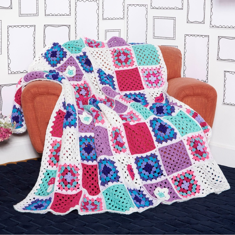 Red Heart Pretty Patches Crochet Blanket