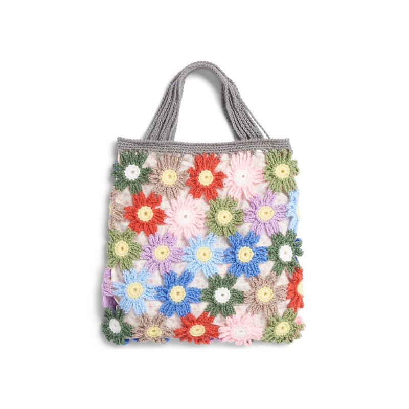 Red Heart Crochet Pastel Flower Bag