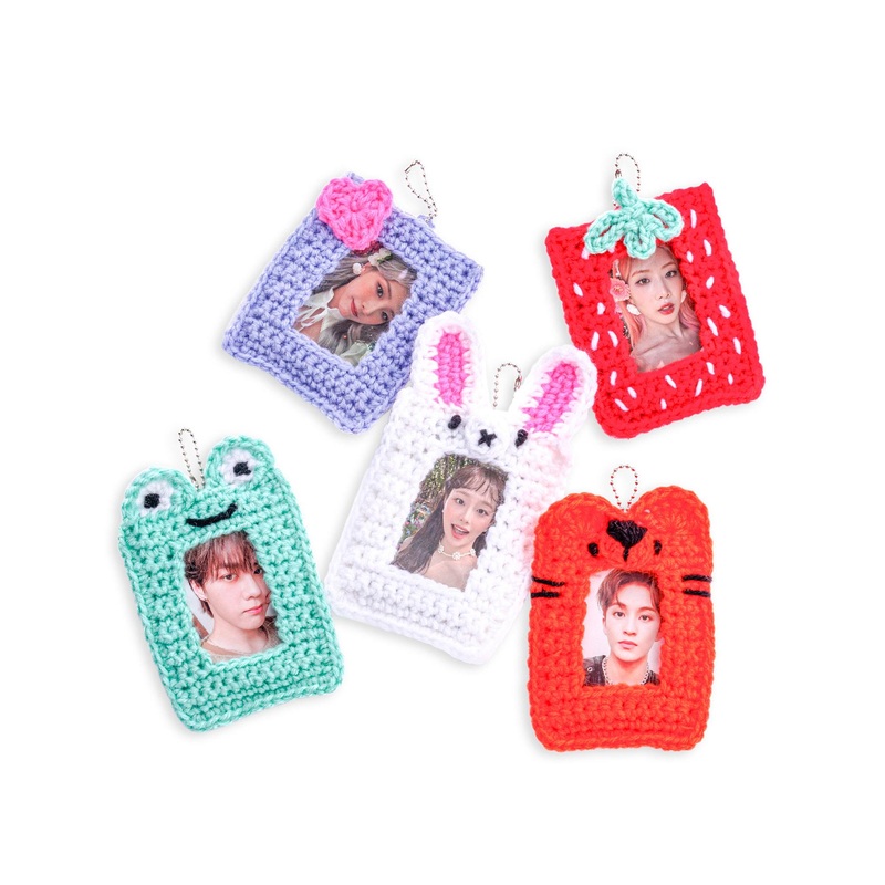 Red Heart Crochet Photocard Holders