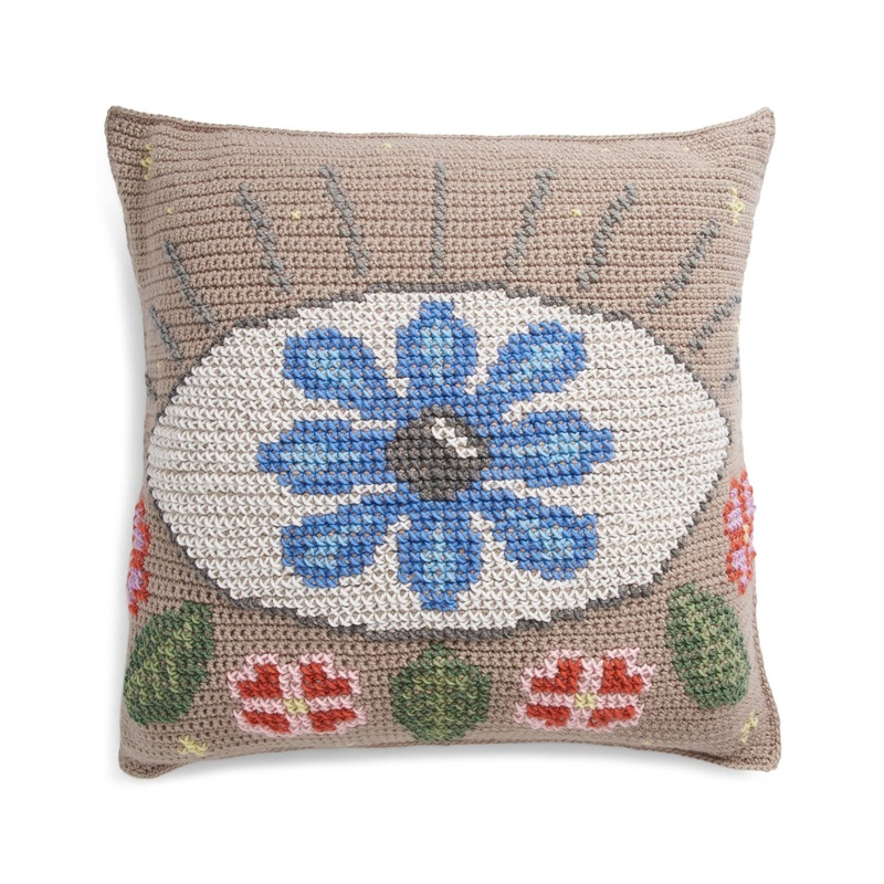 Red Heart Eye Am Watching Crochet Pillow