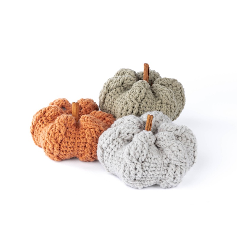 Bernat Cable Crochet Pumpkins|Bergamot|Balsam|Matcha