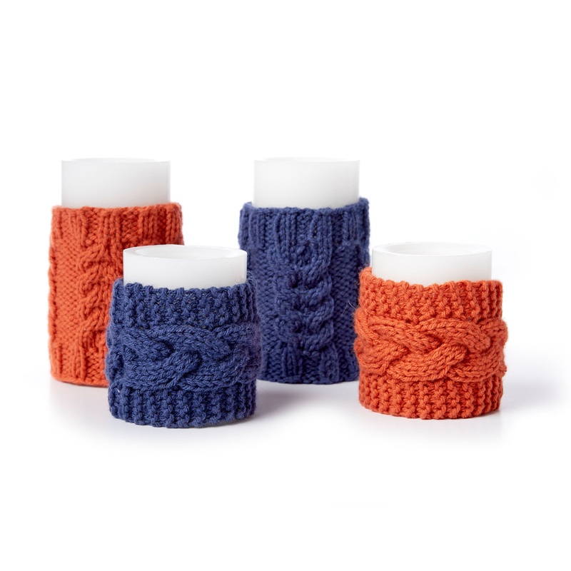 Red Heart Cable Knit Candle Cozies