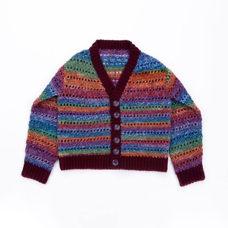 Red Heart Crochet Airy Stripes Cardigan