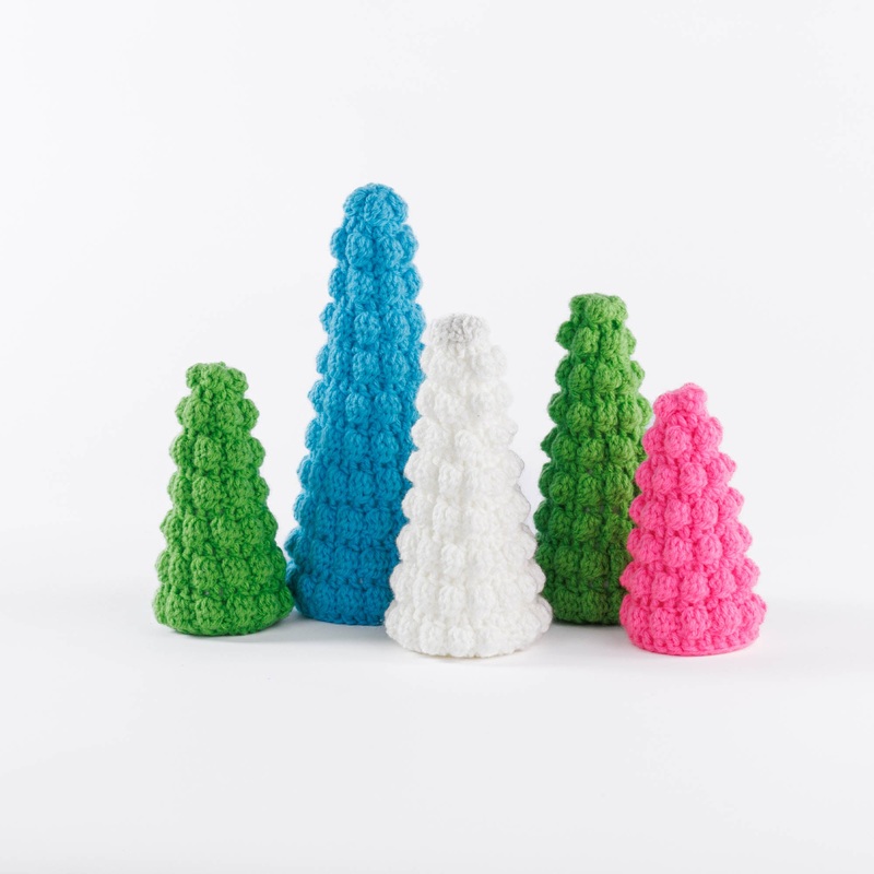 Red Heart Crochet Bobble Holiday Trees