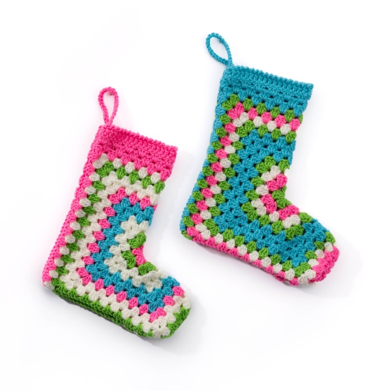 Red Heart Crochet Hexi Christmas Stocking