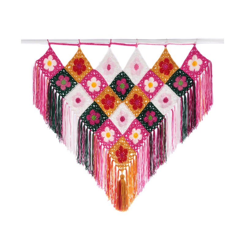 Red Heart Flower Power Crochet Wall Hanging