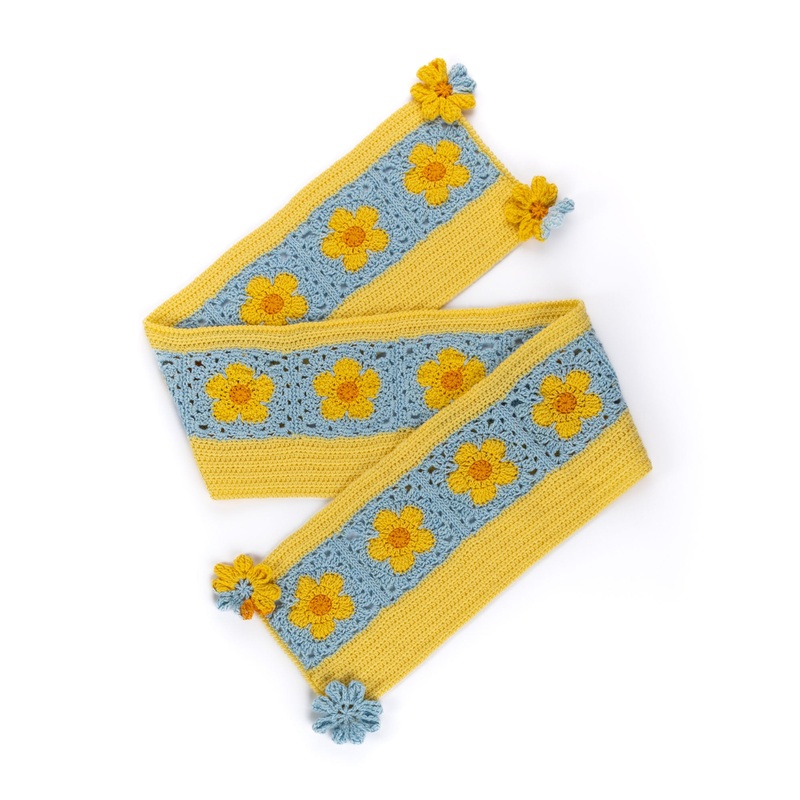 Red HeartCrochet Flower Power Scarf