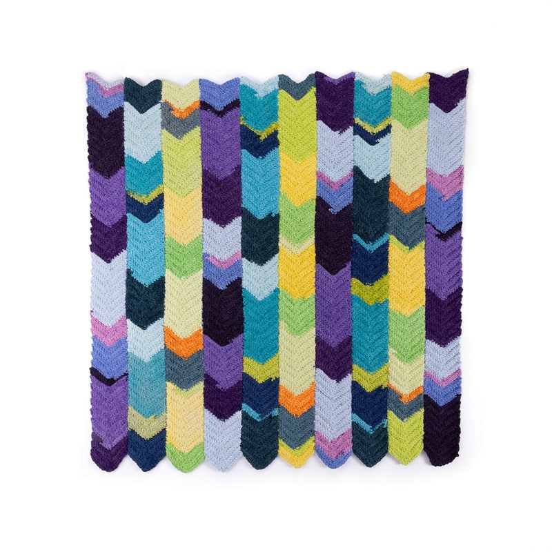 Bernat Blanket Patchwork Crochet Chevron Panels Blanket