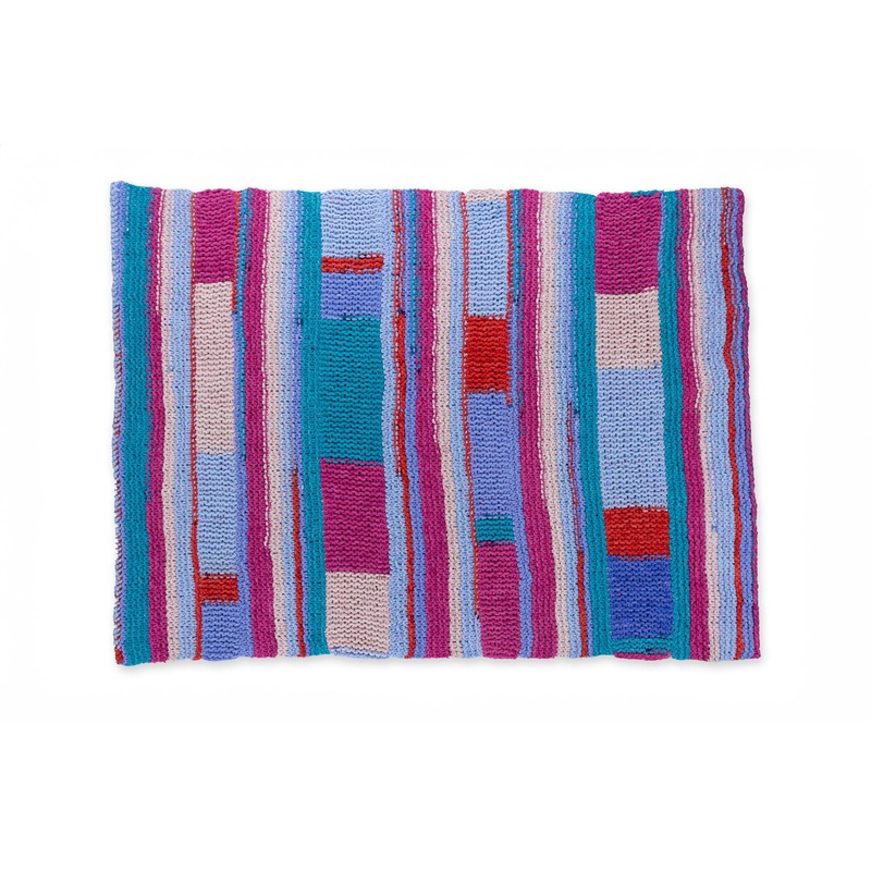 Bernat Blanket Patchwork Shifting Stripes Garter Knit Blanket