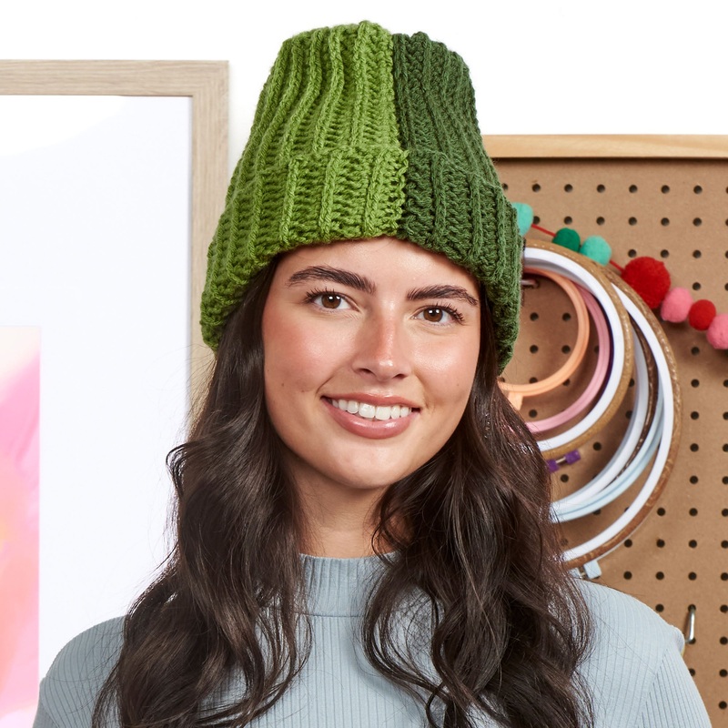 Red Heart Color Duo Crochet Rib Beanie