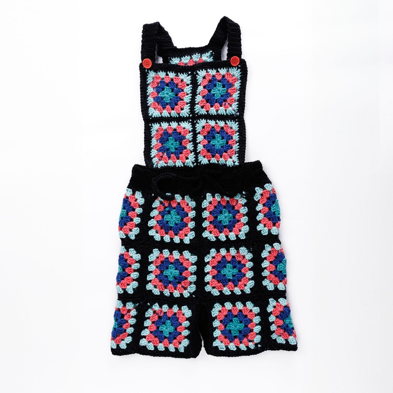Red Heart Crochet Granny Square Shortalls