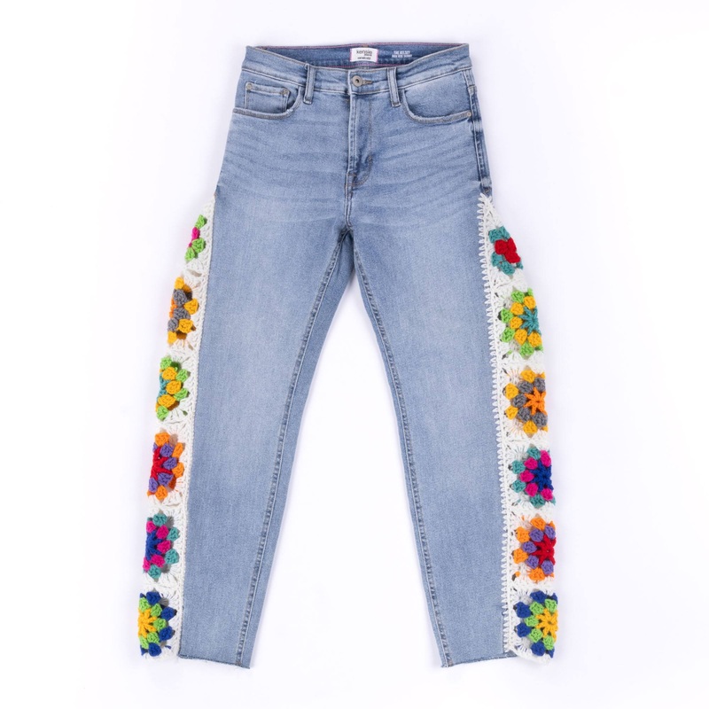 Red Heart Crochet Upcycled Denim Jeans