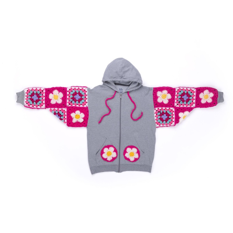 Red Heart Crochet Upcycled Hoodie