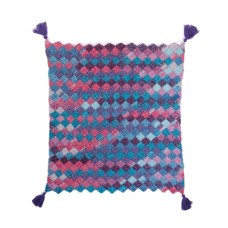 Red Heart Entrelac Crochet Big Bitty Blanket