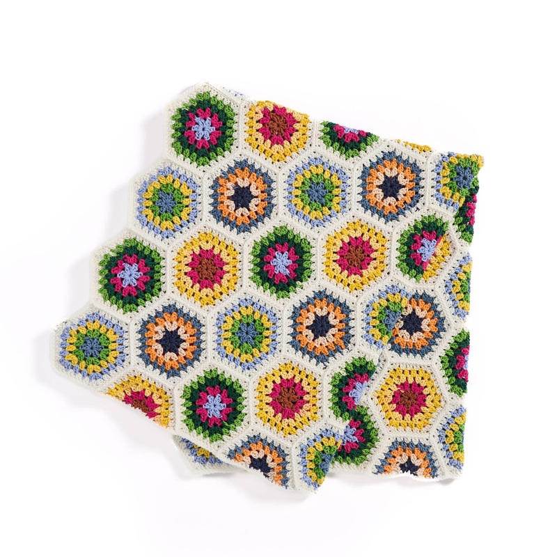 Red Heart Hexagon Granny Crochet Blanket