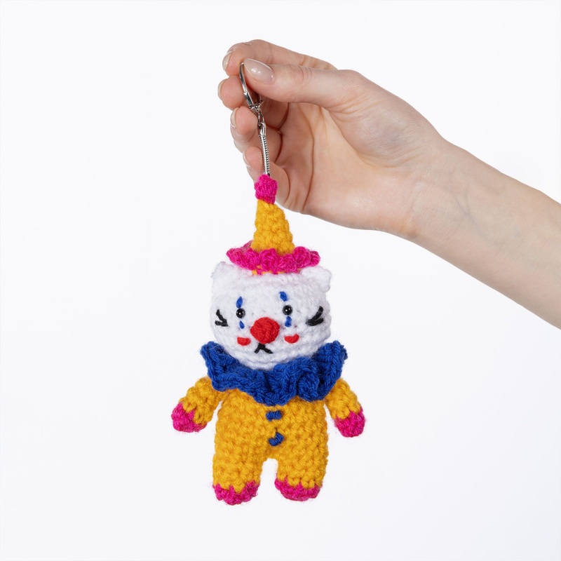 Red Heart Cobbles the Cat Clown Crochet Charm