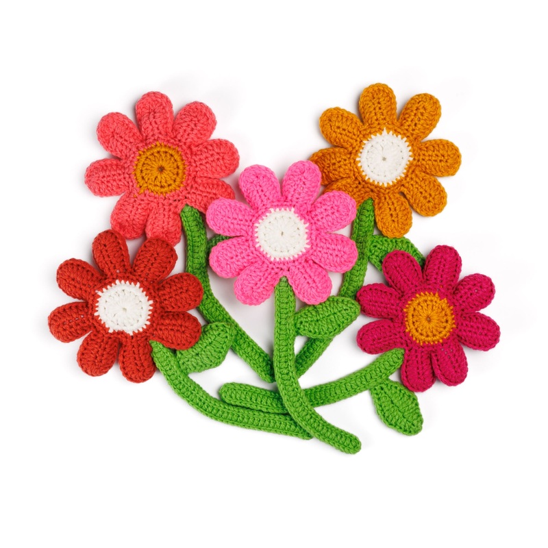 Red Heart Crochet Daisy Bouquet