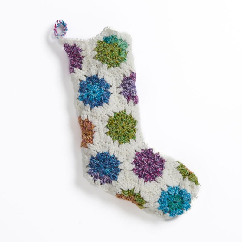 Red Heart Crochet Hexi Motif Stocking