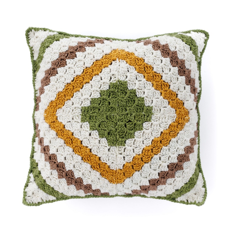 Red Heart Crochet Quilt Pillow