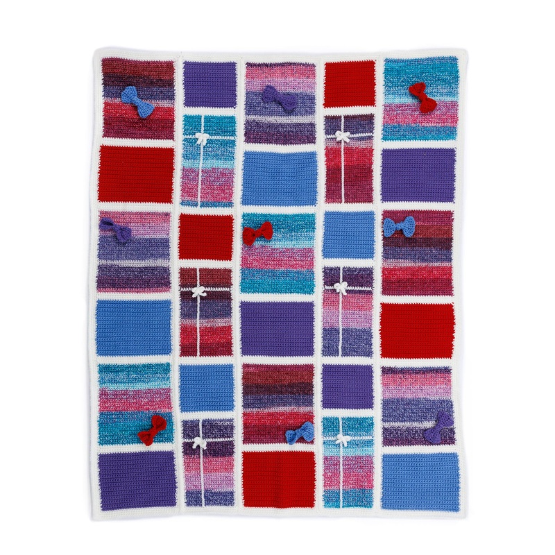 Red Heart Crochet Wrapped in Gifts Blanket