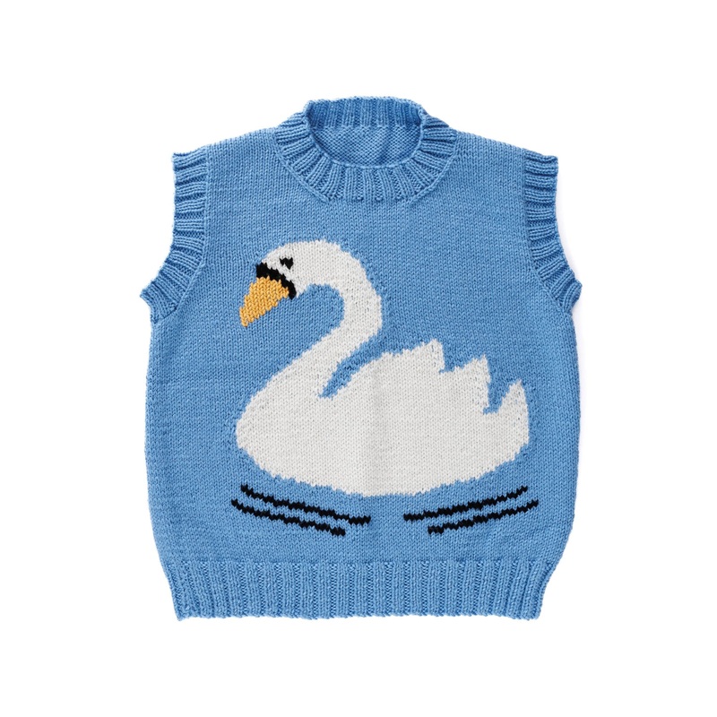Red Heart Knit Intarsia Swan Vest
