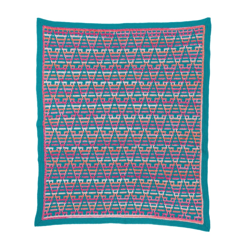 Red Heart Sunrise Forest Mosaic Crochet Blanket