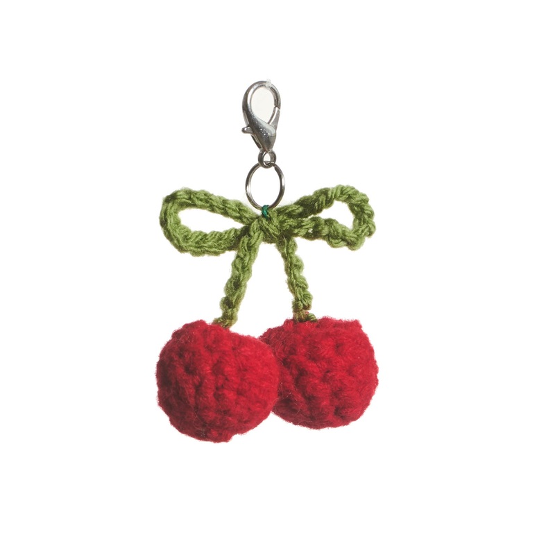 Red Heart Sweet Cherries Crochet Bag Charm