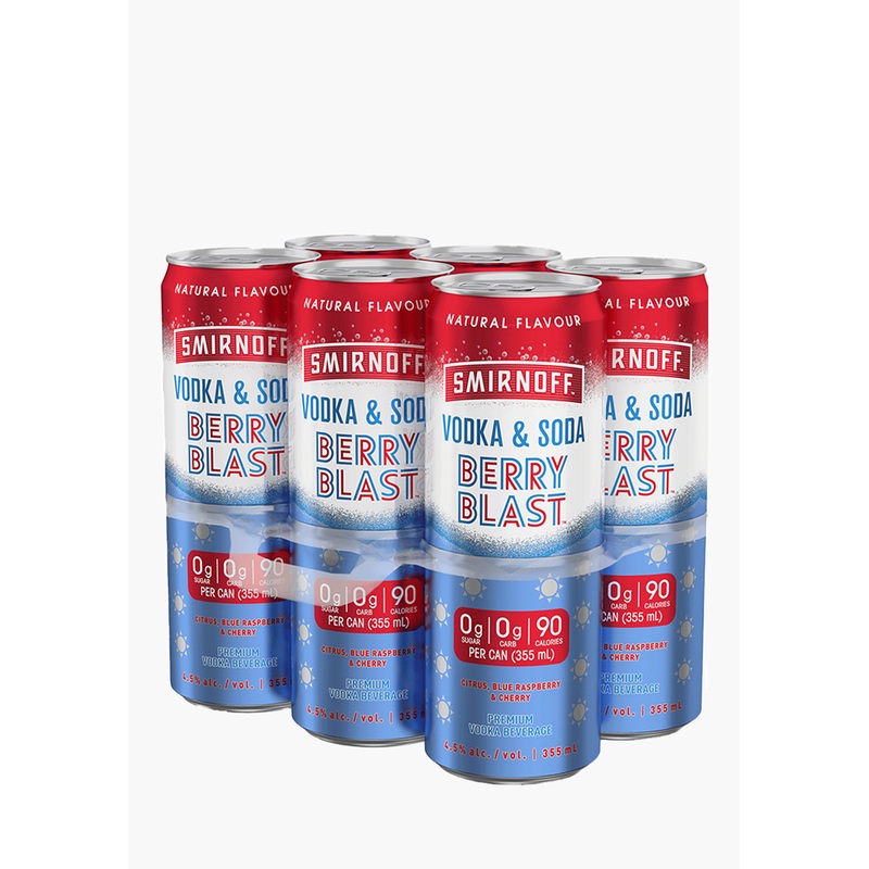 Smirnoff ‘Berry Blast’ Vodka & Soda – 6 x 355ML