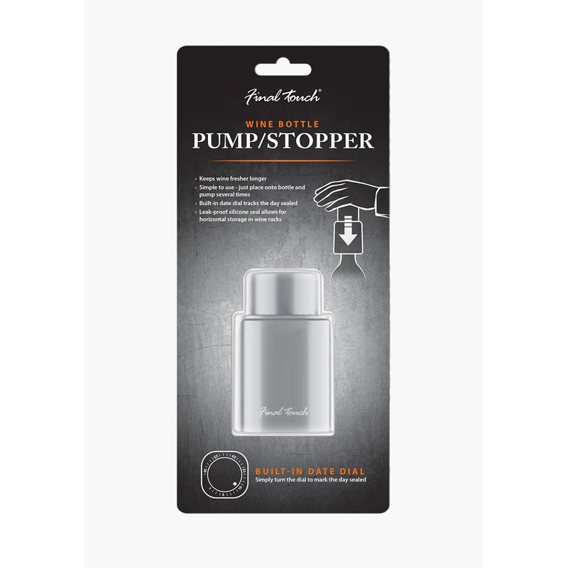 Final Touch Gray Wine Bottle Pump/Stopper