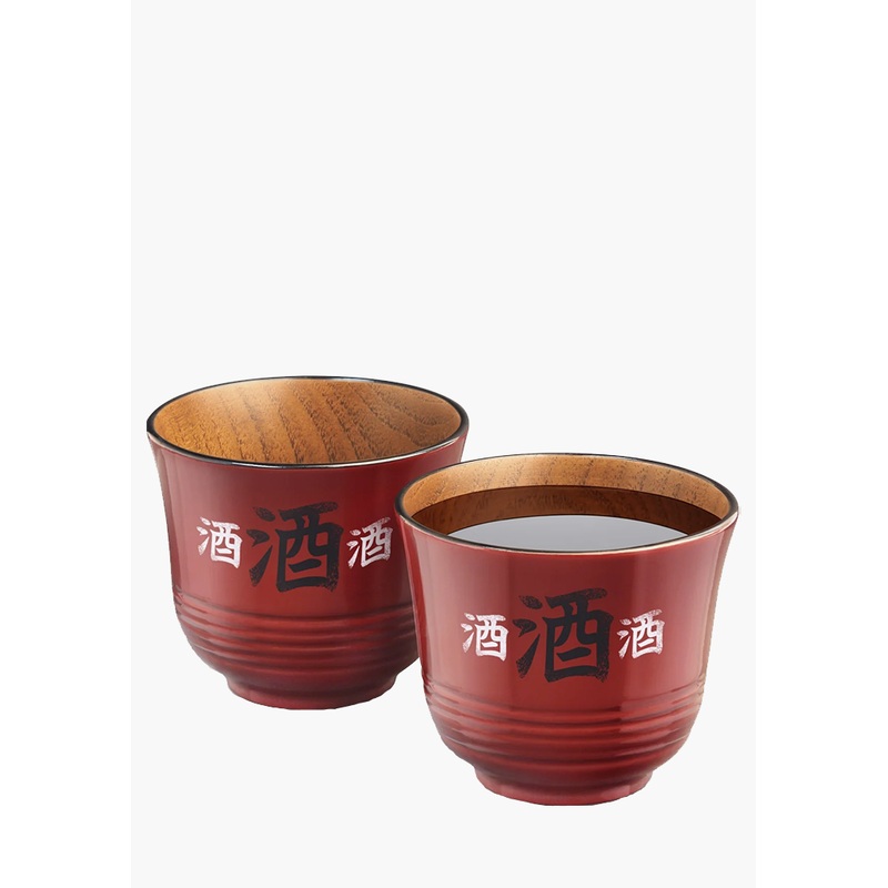 Final Touch Wood Sake Cups Red – 2 Pack
