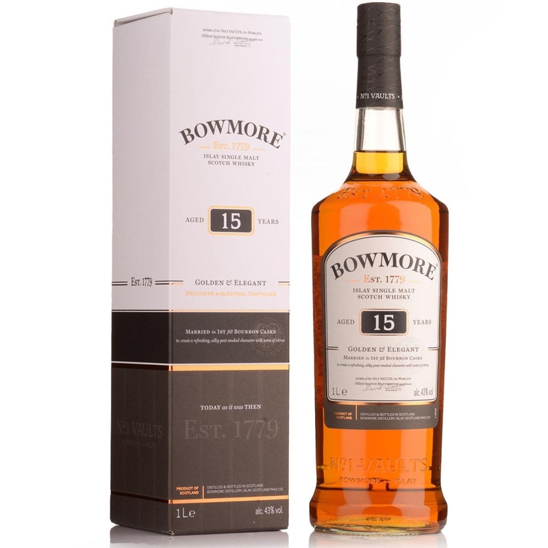 Bowmore 15 YO Golden & Elegant 43% 1000 Ml